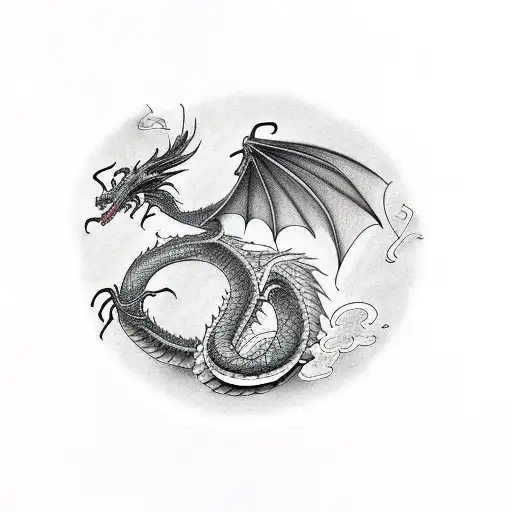 Dragon Cyberpunk tattoo design idea