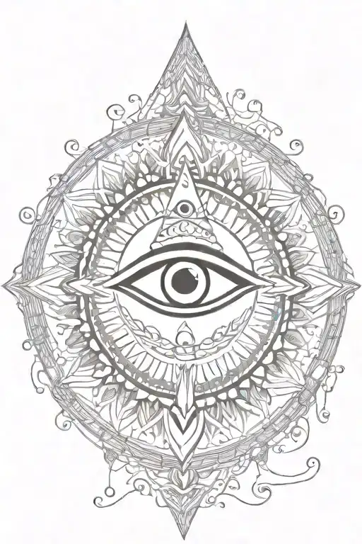 In Indian style, where the central element is the all-seeing eye. The eye should be surrounded by exquisite Indian patte tattoo design idea
