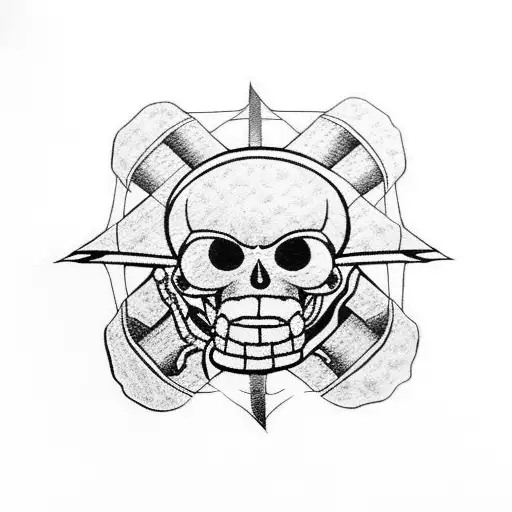 icons representing the straw hat pirates from one piece tattoo design idea