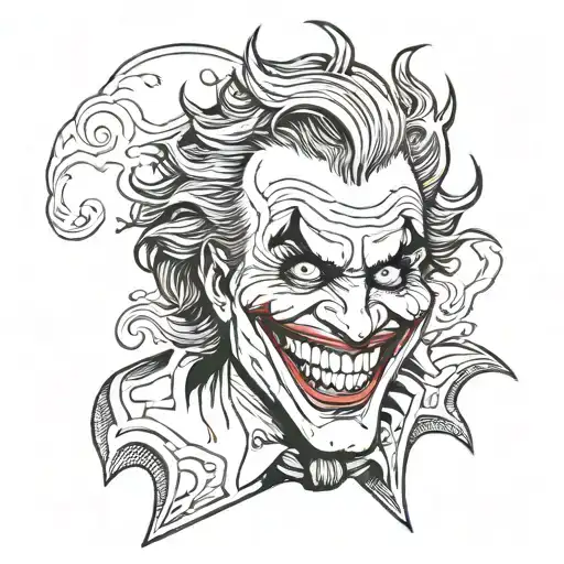 joker heavy smile realistic tattoo design idea