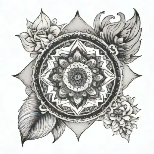 Incorporate the mantra 'I am kind, calm, compassionate and truth, I am here' into a mandala design tattoo design idea