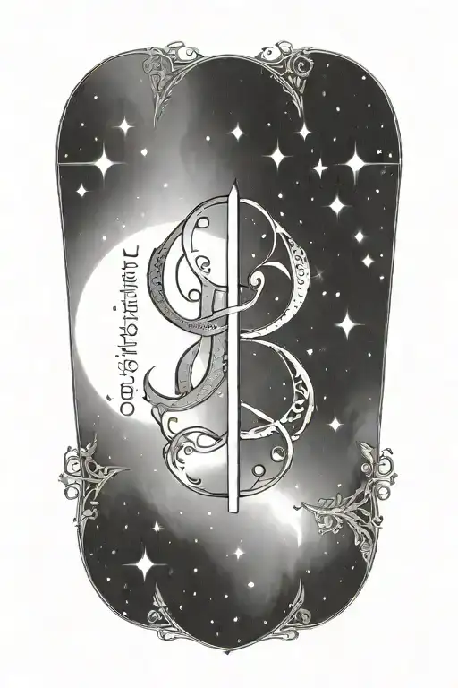 A delicate dotwork design featuring the word 'intentamos' in a celestial font, surrounded by Gemini and Taurus constellation patterns tattoo design idea