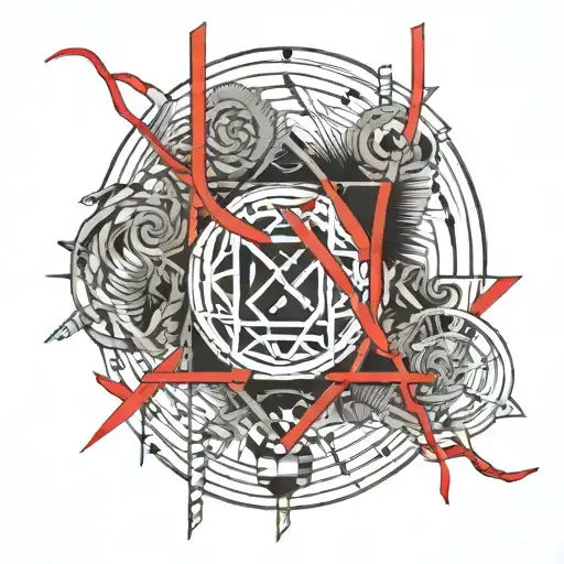A tattoo with the words "Lo intentamos" And the letters tied with a red string of fate umai no Akai Ito.  tattoo design idea