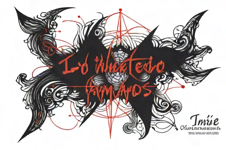 the phrase 'lo intentamos' in fine line with a thin red string tying the letters   tattoo design idea