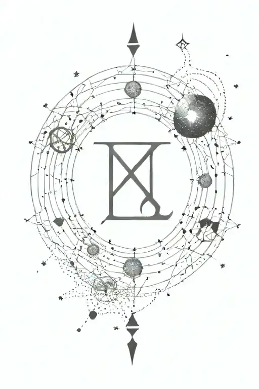 elegant dot work joining the constellations of Gemini and Taurus. only dots and lines   tattoo design idea