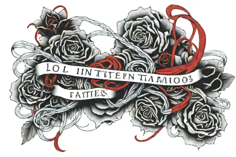 the quote 'lo intentamos' the letters are a red string of fate.  tattoo design idea