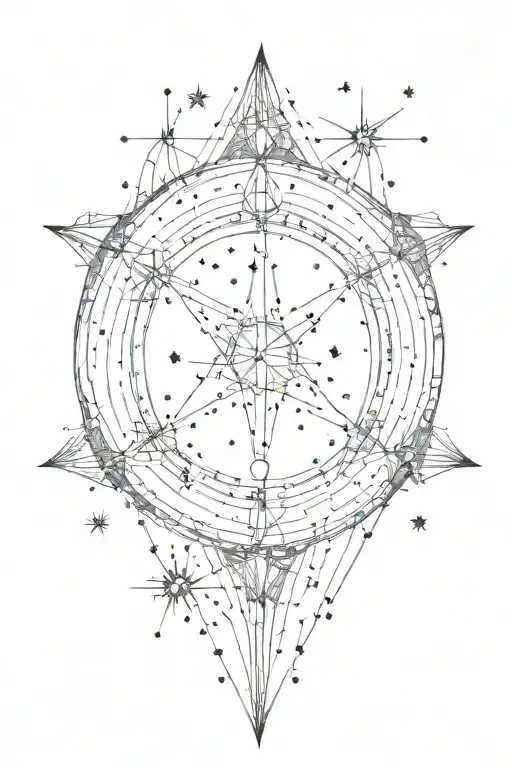 elegant fine line  joining the constellations of Gemini and Taurus. only dots and lines  representing stars  tattoo design idea