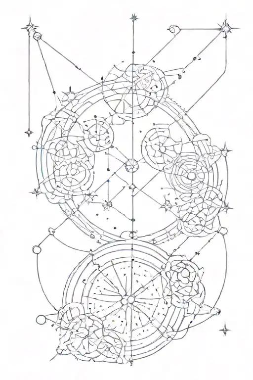 A delicate and intricate design of the Gemini constellation intertwined with the Taurus constellation tattoo design idea