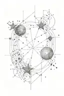 elegant fine line  joining the constellations of Gemini and Taurus. only dots and lines  representing stars  tattoo design idea