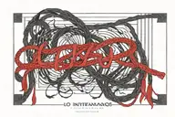 A pattern of red strings resembling the Akai Ito legend with the quote 'lo intentamos' no back ground  tattoo design idea