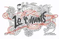 the quote 'lo intentamos' the letters are a red string of fate.  tattoo design idea