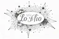 Add the phrase in cursive "lo" "intentamos" remove any background. over an elegant constellation  tattoo design idea