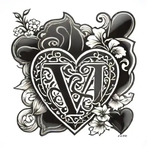 heart with initial A tattoo tattoo design idea