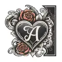 heart with initial A tattoo tattoo design idea