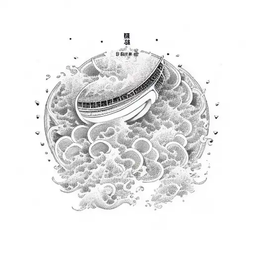 capacity to love heart with tidal waves effect tattoo design idea
