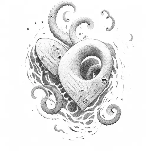 capacity to love heart with tidal waves effect tattoo design idea