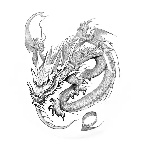 Dragon around Celtic circle tattoo design idea