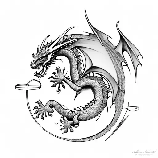 Dragon around Celtic circle tattoo design idea