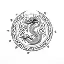 Dragon with Celtic circle tattoo design idea