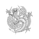 Dragon with Celtic circle tattoo design idea