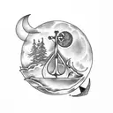 upper thigh/hip bone tattoo, including a moon, flowers, an anchor  tattoo design idea