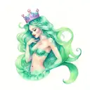 a mermaid with a princess tiara  tattoo design idea