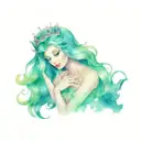 a mermaid with a princess tiara  tattoo design idea