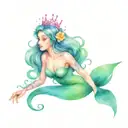 a mermaid with a princess tiara  tattoo design idea