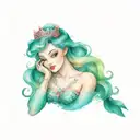 a mermaid with a princess tiara  tattoo design idea