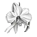 daffodil, larkspur, morning glory bouquet  tattoo design idea