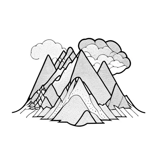 A psychedelic mushroom growing in the shape of a mountain range tattoo design idea