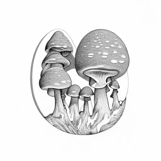 A psychedelic mushroom growing in the shape of a mountain range tattoo design idea