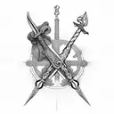 crossed swords fine line  tattoo design idea