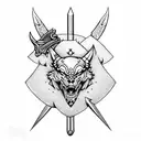 crossed swords fine line  tattoo design idea