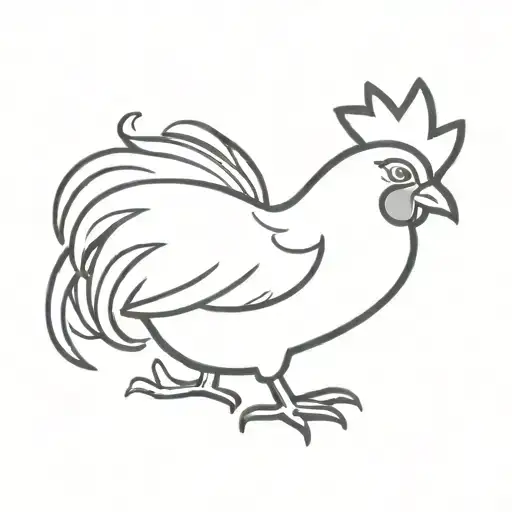 cute chicken with small wings and a big tail in a crown  tattoo design idea