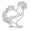 cute chicken with small wings and a big tail in a crown  tattoo design idea