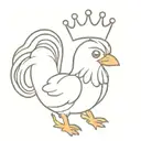 cute chicken with small wings and a big tail in a crown  tattoo design idea