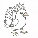 cute chicken with small wings and a big tail in a crown  tattoo design idea