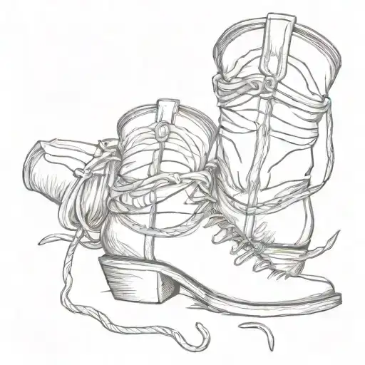 lasso resting on western cowboy boots tattoo design idea