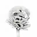 penguin and gerbera tattoo design idea