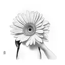 penguin holding a gerbera tattoo design idea