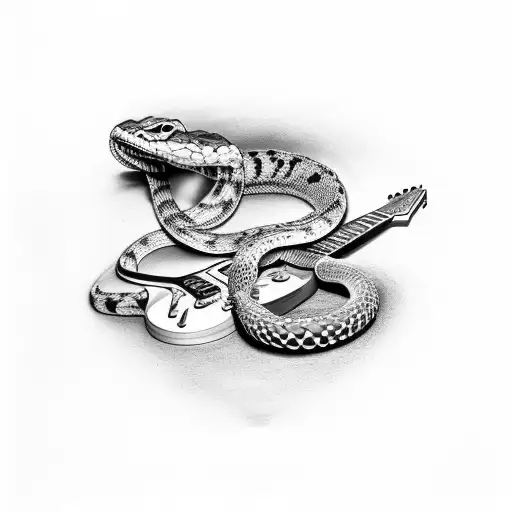 Dimebag Darrel's Guitar with a Western Diamondback Rattlesnake wrapping around the guitar.  tattoo design idea
