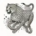 A cheetah running through a field of numbers 17, 816, and 703, symbolizing speed and agility  tattoo design idea