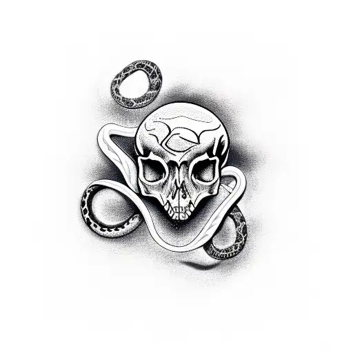 back tatto with a snake and cow skull tattoo design idea