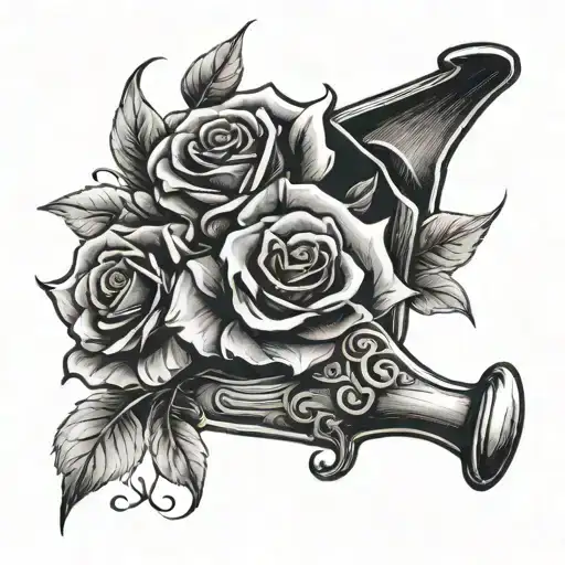 gretna green anvil and roses tattoo design idea