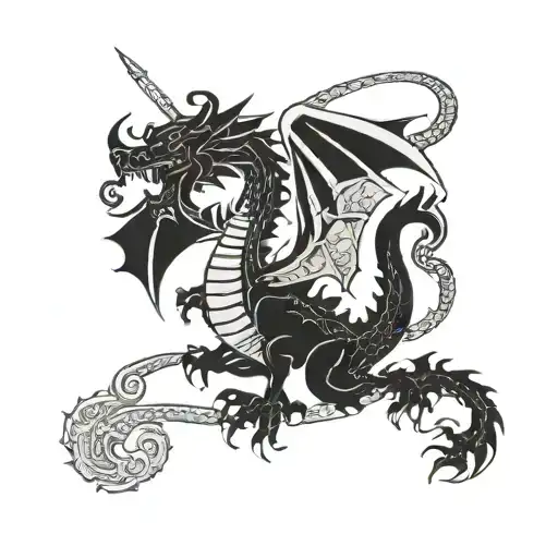 A stylized dragon wrapped around the St George's flag, symbolizing strength and resilience tattoo design idea