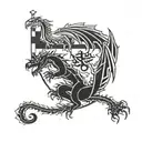 A stylized dragon wrapped around the St George's flag, symbolizing strength and resilience tattoo design idea