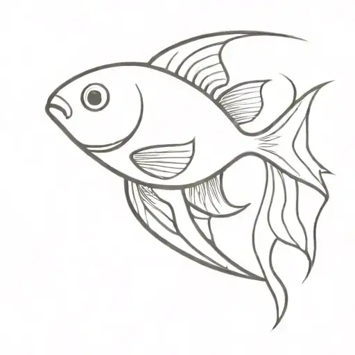 aquarium fish swimming tattoo design idea