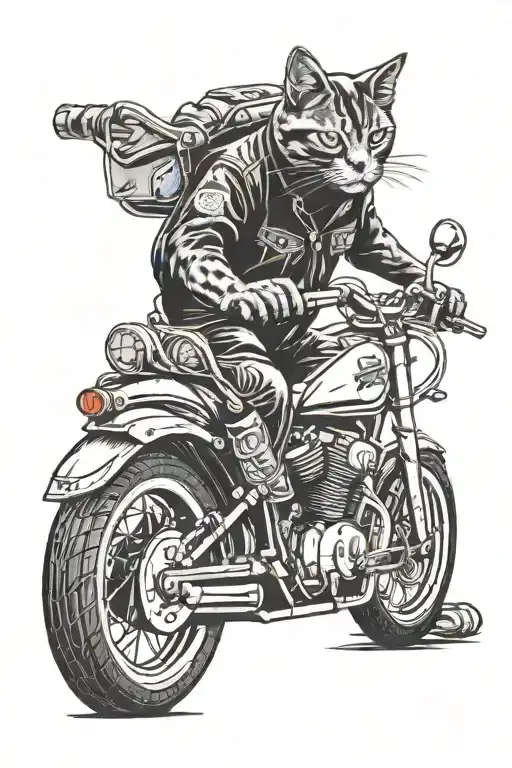  A cat riding a motorcycle with the logo of the Hells Angels Motorcycle Club tattoo design idea