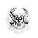 Create a tattoo decal featuring the iconic image of the Titan Atlas holding up the sky, but with a glitch effect. tattoo design idea